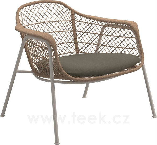 Gloster Nízké křeslo Fresco, Gloster, 86x76x75 cm, rám hliník barva white, výplet umělý ratan barva wheat, sedák venkovní látka kat. B, barva dle vzorníku
