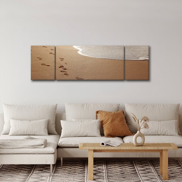 Obraz - stopy v písku a moře (170x50 cm)