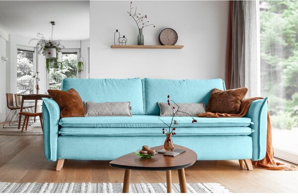 Světle modrá rozkládací pohovka 225 cm Charming Charlie – Miuform