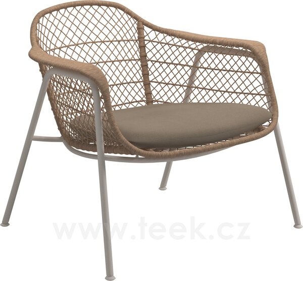 Gloster Nízké křeslo Fresco, Gloster, 86x76x75 cm, rám hliník barva white, výplet umělý ratan barva wheat, sedák venkovní látka kat. B, barva dle vzorníku