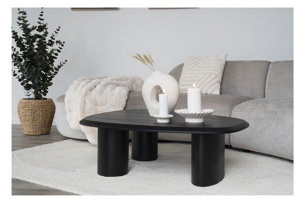 Černý konferenční stolek s deskou v dekoru jasanového dřeva 78x96 cm Tirano – House Nordic