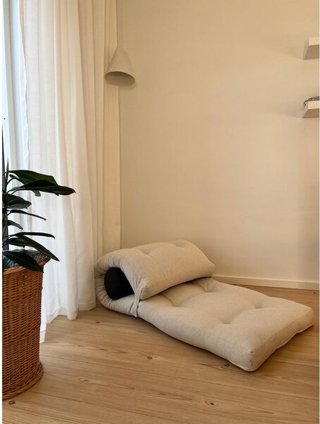 Šedobéžová futonová matrace 70x200 cm Wrap Linen Beige/Dark Grey – Karup Design