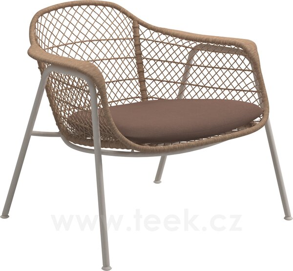 Gloster Nízké křeslo Fresco, Gloster, 86x76x75 cm, rám hliník barva white, výplet umělý ratan barva wheat, sedák venkovní látka kat. B, barva dle vzorníku