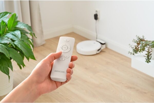 Sencor - Robotický vysavač s mopem 2v1 18W/1500 mAh bílá + dálkové ovládání