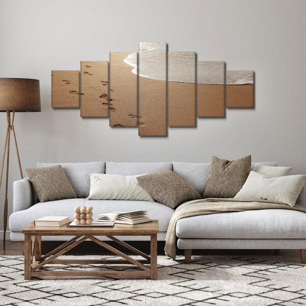 Obraz - stopy v písku a moře (210x100 cm)