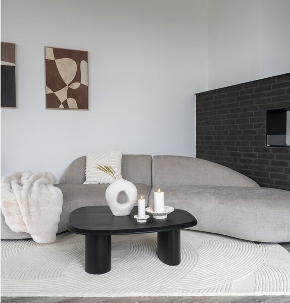 Černý konferenční stolek s deskou v dekoru jasanového dřeva 78x96 cm Tirano – House Nordic