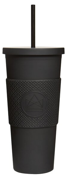 Pohár na pití s brčkem, 625 ml, Neon Kactus, černý
