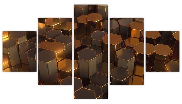 Obraz - Bronzové hexagony (125x70 cm)