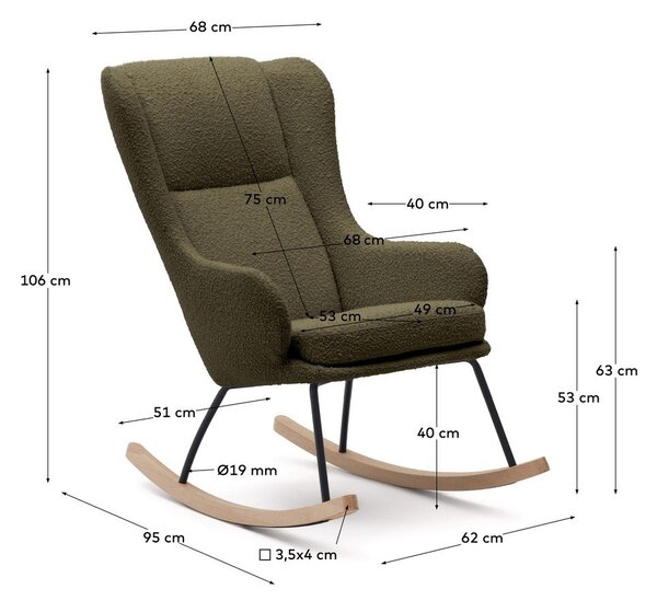 Zelené houpací křeslo z textilie bouclé Maustin – Kave Home