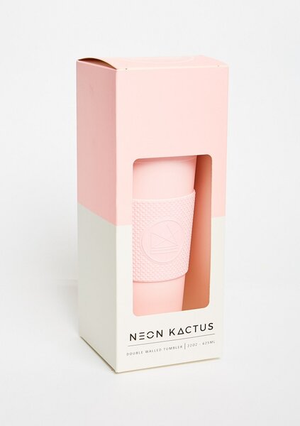 Pohár na pití s brčkem, 625 ml, Neon Kactus, růžový