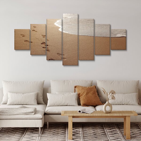 Obraz - stopy v písku a moře (210x100 cm)