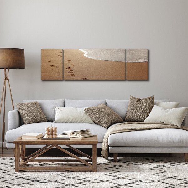 Obraz - stopy v písku a moře (170x50 cm)