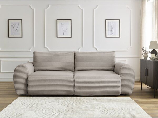 Světle šedo-béžová manšestrová rozkládací pohovka 257 cm Lucien – Bobochic Paris