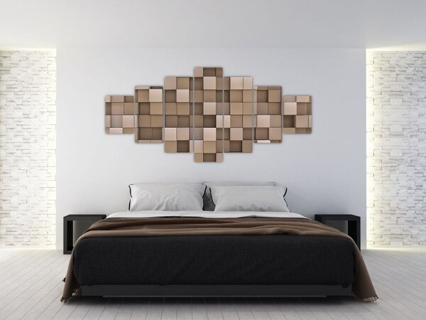 Obraz - Béžové krychle (210x100 cm)