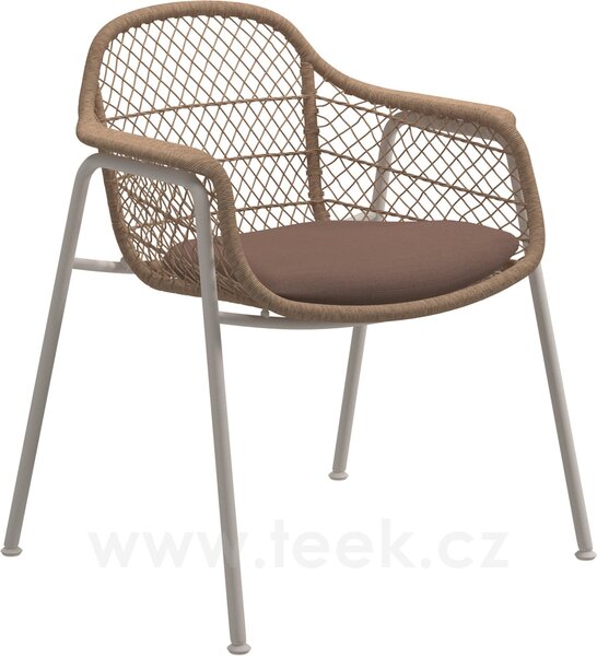 Gloster Jídelní křeslo Fresco, Gloster, 58x69x79 cm, rám hliník barva white, výplet umělý ratan barva wheat, sedák venkovní látka kat. B, barva dle vzorníku