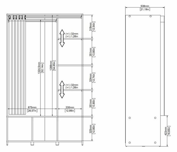 Bílo-šedá šatní skříň 105x180 cm Kit – Tvilum