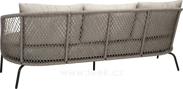 Stern 3-místná pohovka Odea, Stern, 195x78x73 cm, rám lakovaný hliník černý (black matt), lankový výplet pepper, rychleschnoucí výplň, sedáky 100% akryl Silk Black