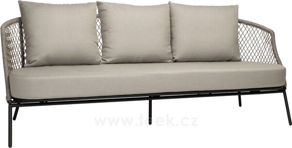 Stern 3-místná pohovka Odea, Stern, 195x78x73 cm, rám lakovaný hliník černý (black matt), lankový výplet pepper, rychleschnoucí výplň, sedáky 100% akryl Silk Black