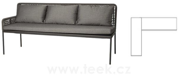 Stern Jídelní rohová 2-dílná lavice levostranná Greta, Stern, 197x252x86 cm, rám lakovaný hliník šedočerný (anthracite), lankový výplet šedý (platin), 100% akryl šedá (silk grey)