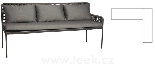 Stern Jídelní rohová 2-dílná lavice pravostranná Greta, Stern, 197x252x86 cm, rám lakovaný hliník šedočerný (anthracite), lankový výplet šedý (platin), 100% akryl šedá (silk grey)