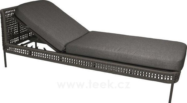 Stern Lehátko Greta, Stern, 202x73x71 cm, rám lakovaný hliník šedočerný (anthracite), lankový výplet šedý (platin), 100% akryl šedá (silk grey)