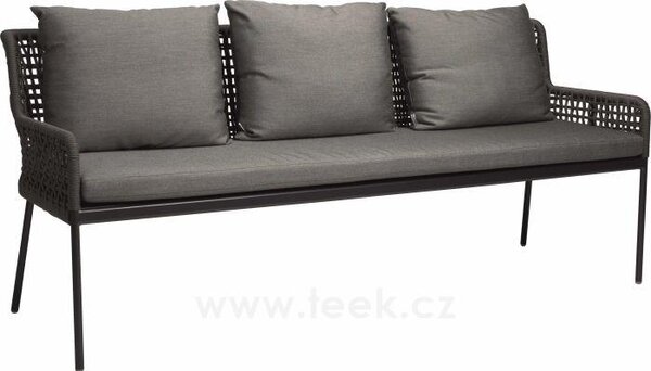 Stern Jídelní lavice Greta, Stern, 195x66x86 cm, rám lakovaný hliník šedočerný (anthracite), lankový výplet šedý (platin), 100% akryl šedá (silk grey)