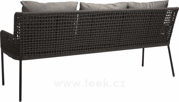 Stern Jídelní lavice Greta, Stern, 195x66x86 cm, rám lakovaný hliník šedočerný (anthracite), lankový výplet šedý (platin), 100% akryl šedá (silk grey)
