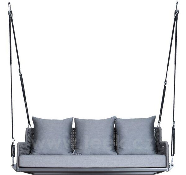 Stern Hliníková houpačka Greta, Stern, 176,5x71x53 cm, lankový výplet šedý (platin), sedáky 100% akryl šedá (silk grey), bez rámu