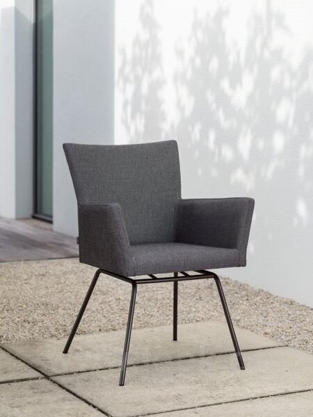 Stern Jídelní křeslo Artus VIP, Stern, 63x63x92 cm, rám lakovaná nerezová ocel černý (black matt), rychleschnoucí pěna, venkovní látka silk black
