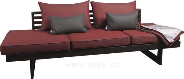 Stern Sofa/lehátko New Holly, Stern, 216x80x68 cm, rám hliník anthracite, výplet textilen carbon, rychleschnoucí výplň, venkovní látka rubin - vč. opěrných klínů, polštářků a deky