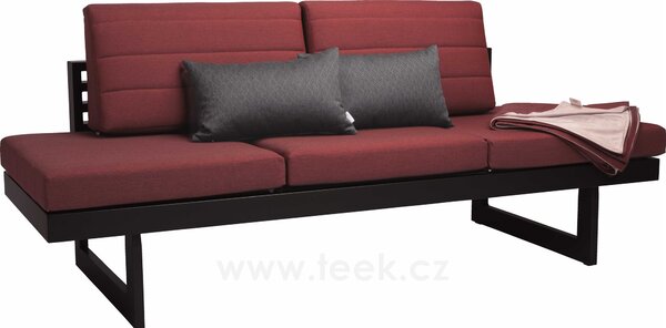 Stern Sofa/lehátko New Holly, Stern, 216x80x68 cm, rám hliník anthracite, výplet textilen carbon, rychleschnoucí výplň, venkovní látka rubin - vč. opěrných klínů, polštářků a deky