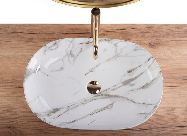 Rea Cleo Aiax, umyvadlo na desku 605x410x120 mm, bílá-imitace kamene Aiax, REA-U9656