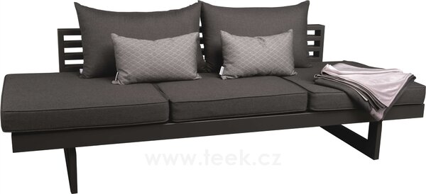 Stern Sofa/lehátko New Holly, Stern, 216x80x68 cm, rám hliník anthracite, výplet textilen carbon, rychleschnoucí výplň, venkovní látka rubin - vč. opěrných klínů, polštářků a deky