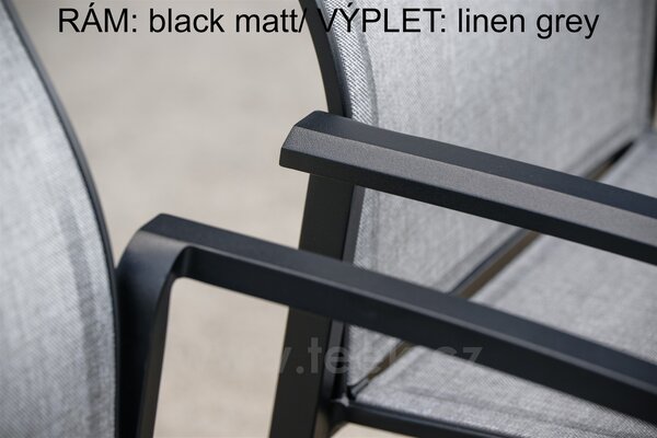 Stern Stohovatelné jídelní křeslo Kari, Stern, 58x64x90 cm, rám lakovaný hliník černý (black matt), výplet textilen linen grey