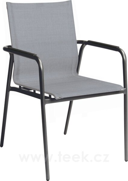 Stern Stohovatelné jídelní křeslo Vento, Stern, 56x61x91 cm, rám lakovaný hliník anthracite, výplet textilen silver