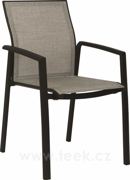 Stern Stohovatelné jídelní křeslo Kari, Stern, 58x64x90 cm, rám lakovaný hliník černý (black matt), výplet textilen linen grey