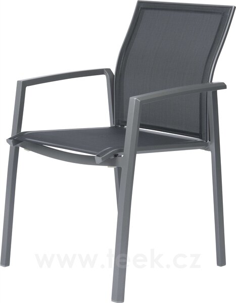 Stern Stohovatelné jídelní křeslo Kari, Stern, 58x64x90 cm, rám lakovaný hliník černý (black matt), výplet textilen linen grey