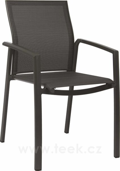 Stern Stohovatelné jídelní křeslo Kari, Stern, 58x64x90 cm, rám lakovaný hliník černý (black matt), výplet textilen linen grey