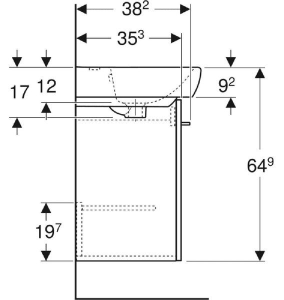 Geberit Selnova Square umyvadla se skříňkou 50 cm bílá 502.750.00.1