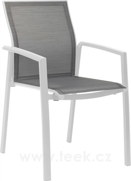 Stern Stohovatelné jídelní křeslo Kari, Stern, 58x64x90 cm, rám lakovaný hliník černý (black matt), výplet textilen linen grey
