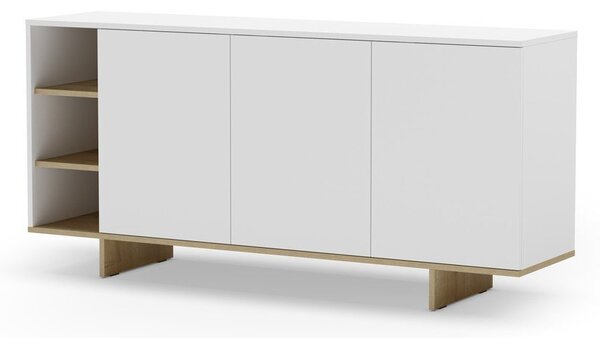 Bílá nízká komoda v dekoru dubu 170x80 cm Cequoia – Marckeric