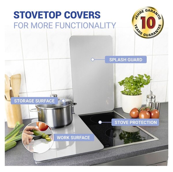 Set 2 skleněných krytů na sporák Wenko Universal Silver