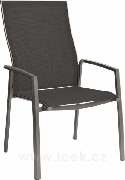 Stern Stohovatelné jídelní křeslo Kari Plus, Stern, 68x70x109 cm, rám lakovaný hliník černý (black matt), výplet textilen linen grey