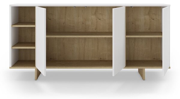 Bílá nízká komoda v dekoru dubu 170x80 cm Cequoia – Marckeric