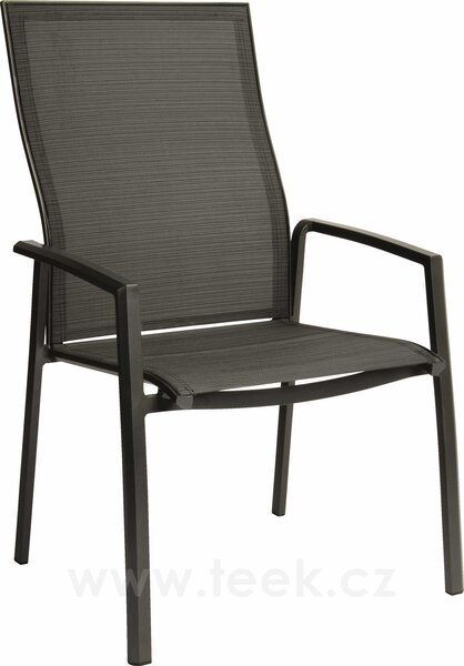 Stern Stohovatelné jídelní křeslo Kari Plus, Stern, 68x70x109 cm, rám lakovaný hliník černý (black matt), výplet textilen linen grey