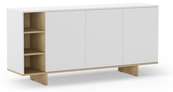 Bílá nízká komoda v dekoru dubu 170x80 cm Cequoia – Marckeric