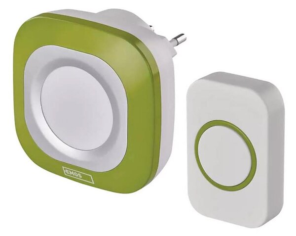 Bezdrátový zvonek do zásuvky 230V + 1xCR2032 IP44 zelená