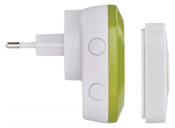 Bezdrátový zvonek do zásuvky 230V + 1xCR2032 IP44 zelená