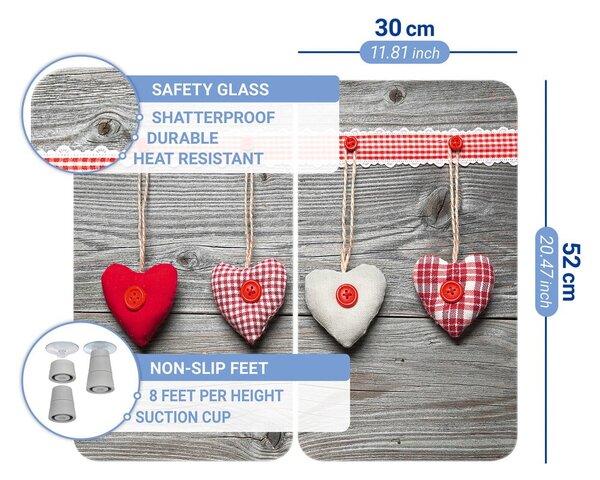 Sada 2 skleněných krytů na sporák Wenko Heart, 52 x 30 cm