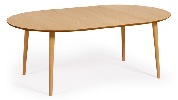 Rozkládací jídelní stůl v dekoru dubu v přírodní barvě ø 120 cm Oqui – Kave Home